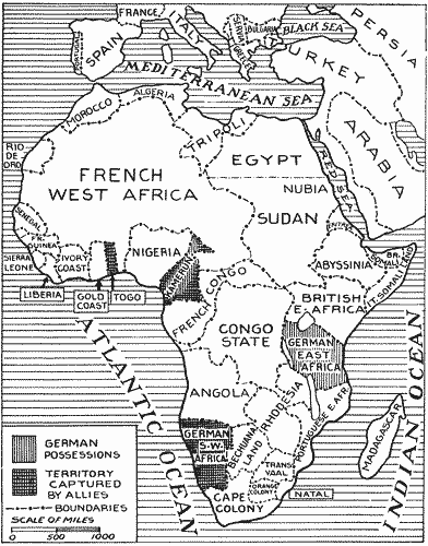 Map Showing German Colonies in Africa