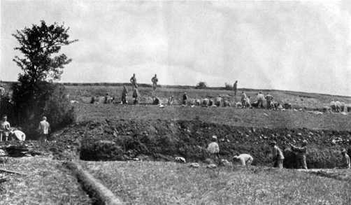 Austrians fortifying their positions against an attack by the Russians.
