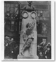 This memorial to the memory of Edith Cavell was unveiled by Queen Alexandra in Norwich, England, at the opening of the Nurse Cavell Memorial Home. 