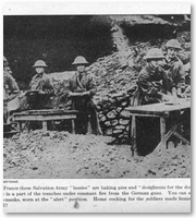 Somewhere in France these Salvation Army lassies are baking pies and doughnuts for the doughboys. Many women fought in World War 1. 