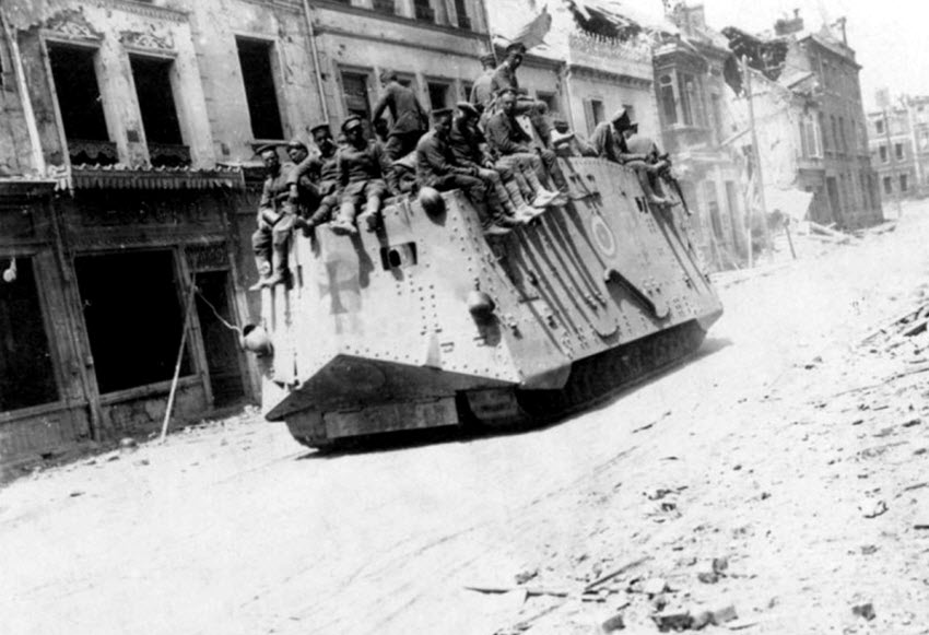 German Tank Passing Through A French Village