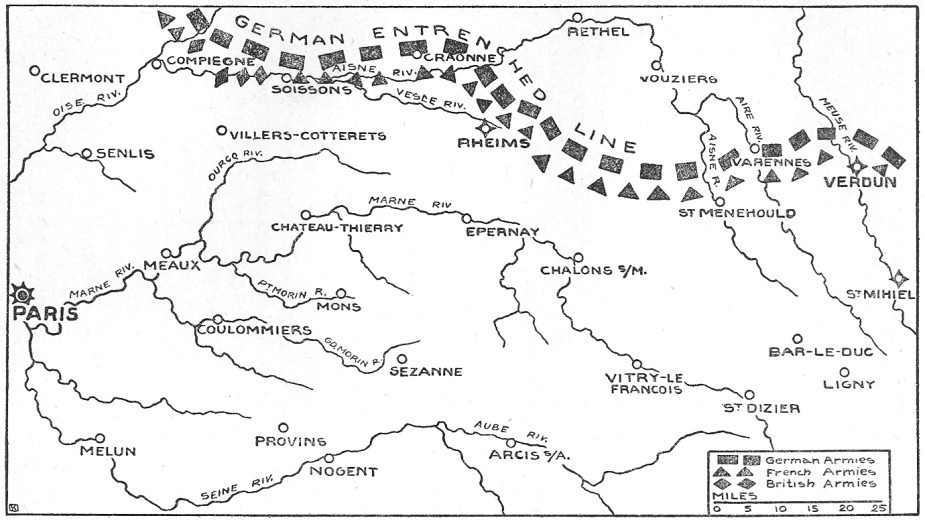 This diagram illustrated the extent of German and Allied trench lines near 