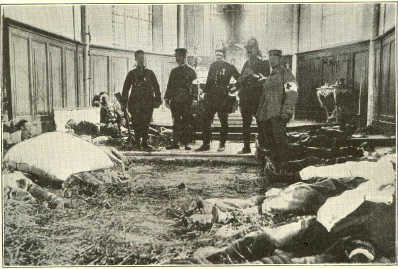 WOUNDED AND DYING FRENCH AND GERMAN SOLDIERS IN A CHURCH NEAR MEAUX