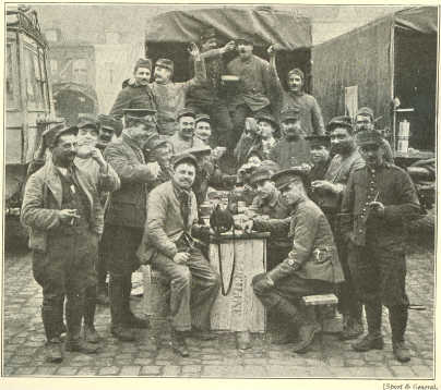 FRENCH AND BRITISH SOLDIERS CELEBRATING THEIR VICTORY