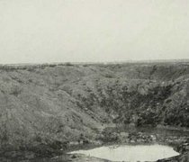 Picture of an Enormous Crater Caused by Shellfire on the Western Front
