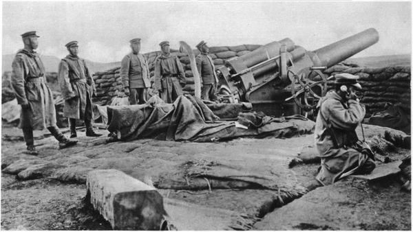 Japanese artillery firing on Tsingtao